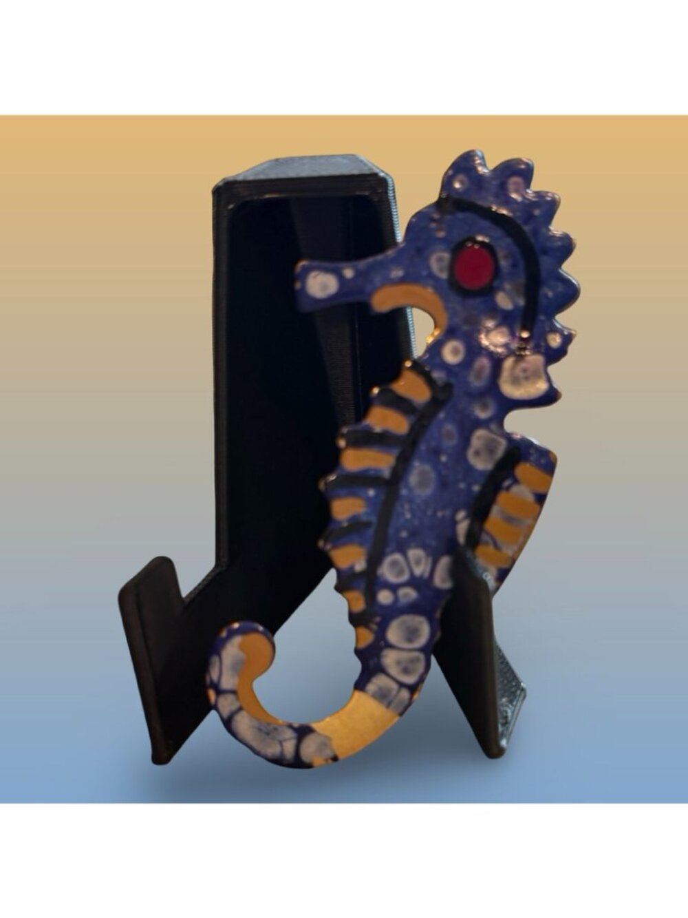 West Germany Seahorse Figurine Ornament With Blue Gold Finish Statement Vintage - Picture 9 of 9